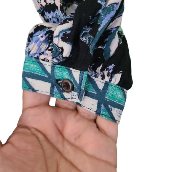 Free People Good Vibrations Blouse S Floral Oversized Boho Button Down Top - Picture 10 of 12